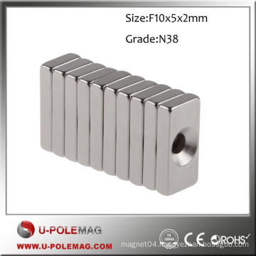 Cheap Price/ Super Strong N38 Block F10x5x2mm with countersunk 2mm NdFeB Magnet